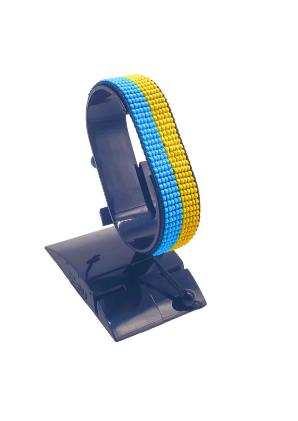 Ukraine Flag Bracelet Adjustable handcrafted with beadwork in the colors of the Ukraine flag.