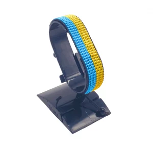 Ukraine Flag Bracelet Adjustable handcrafted with beadwork in the colors of the Ukraine flag.