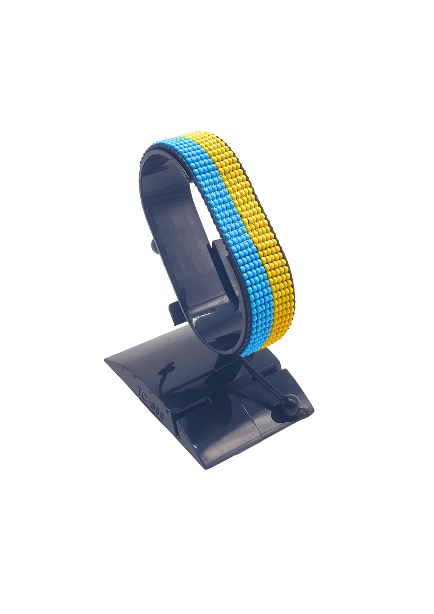 Ukraine Flag Bracelet Adjustable handcrafted with beadwork in the colors of the Ukraine flag.