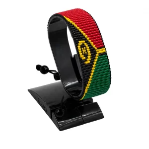 Vanuatu Flag Bracelet Adjustable handcrafted with beadwork in the colors of the Vanuatu flag.