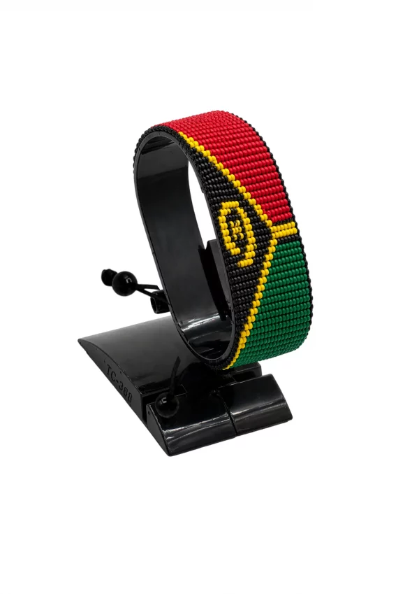 Vanuatu Flag Bracelet Adjustable handcrafted with beadwork in the colors of the Vanuatu flag.