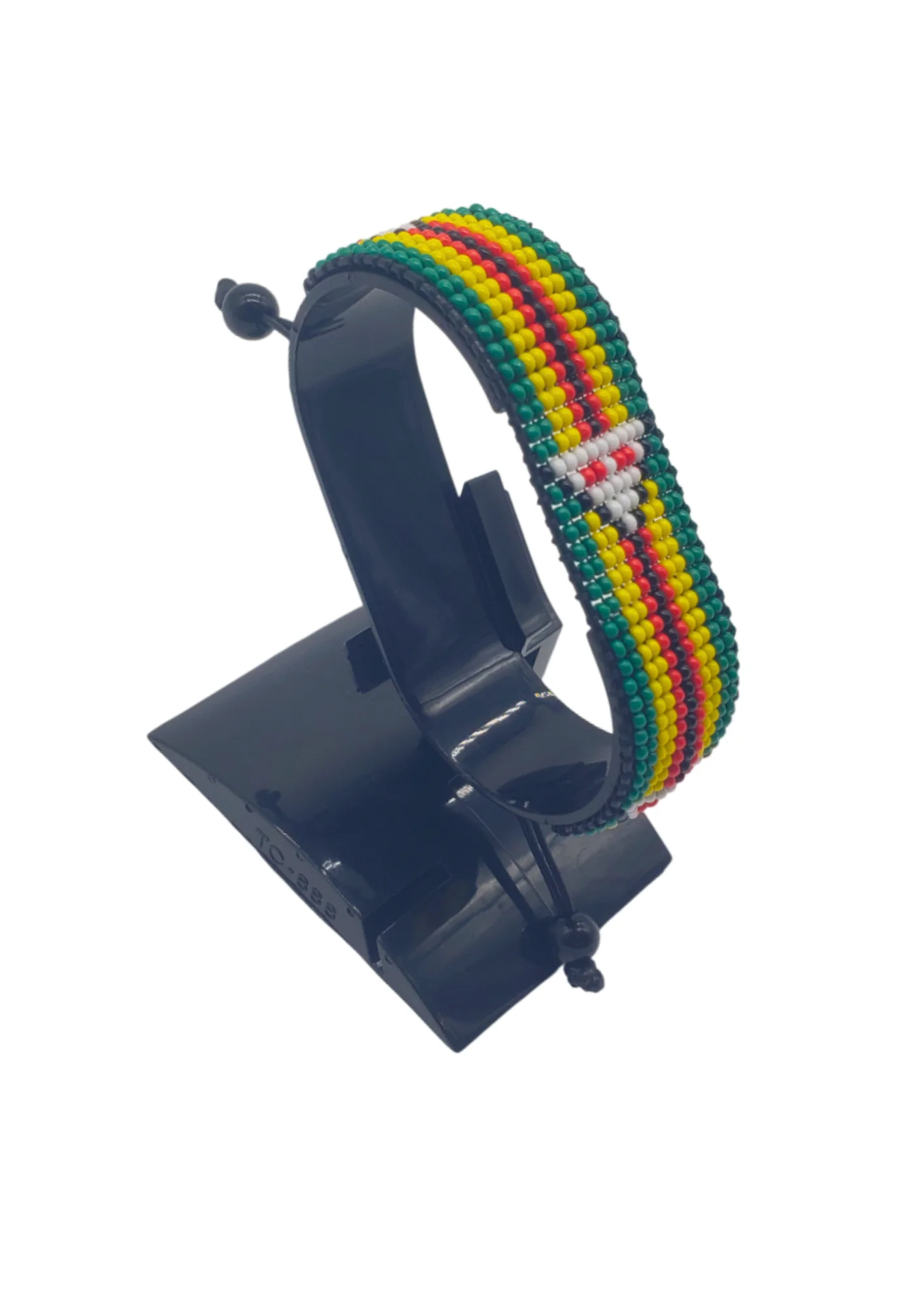 Zimbabwe Flag Bracelet Adjustable handcrafted with beadwork in the colors of the Zimbabwe flag.