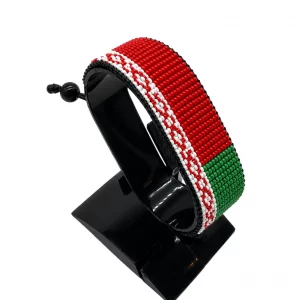 Belarus Flag Bracelet Adjustable handcrafted with beadwork in the colors of the Belarus flag.