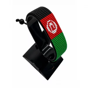 Afghanistan Flag Bracelet Adjustable handcrafted with beadwork in the colors of the Afghanistan flag.