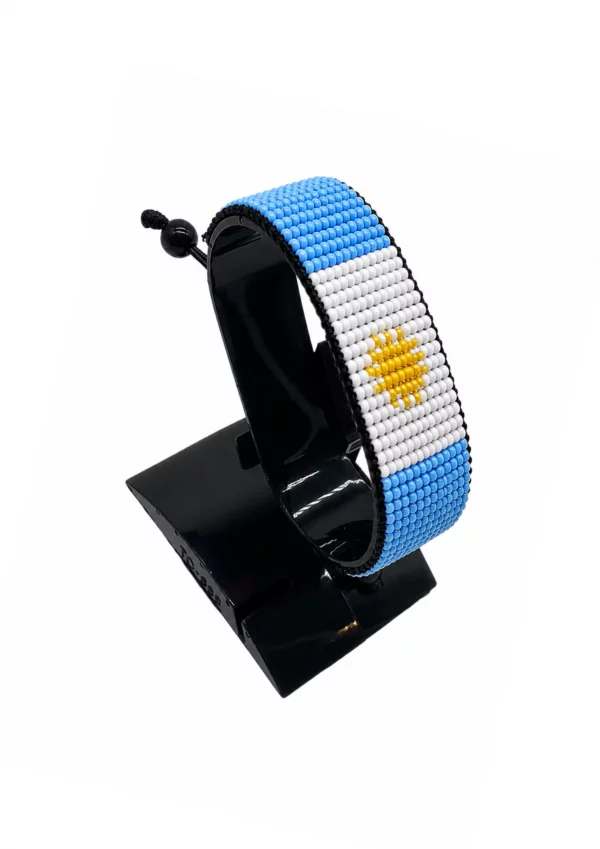 Argentina Flag Bracelet Adjustable handcrafted with beadwork in the colors of the Argentina flag.