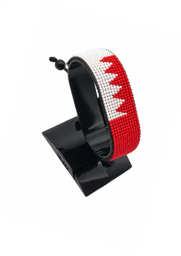 Bahrain Flag Bracelet Adjustable handcrafted with beadwork in the colors of the Bahrain flag.