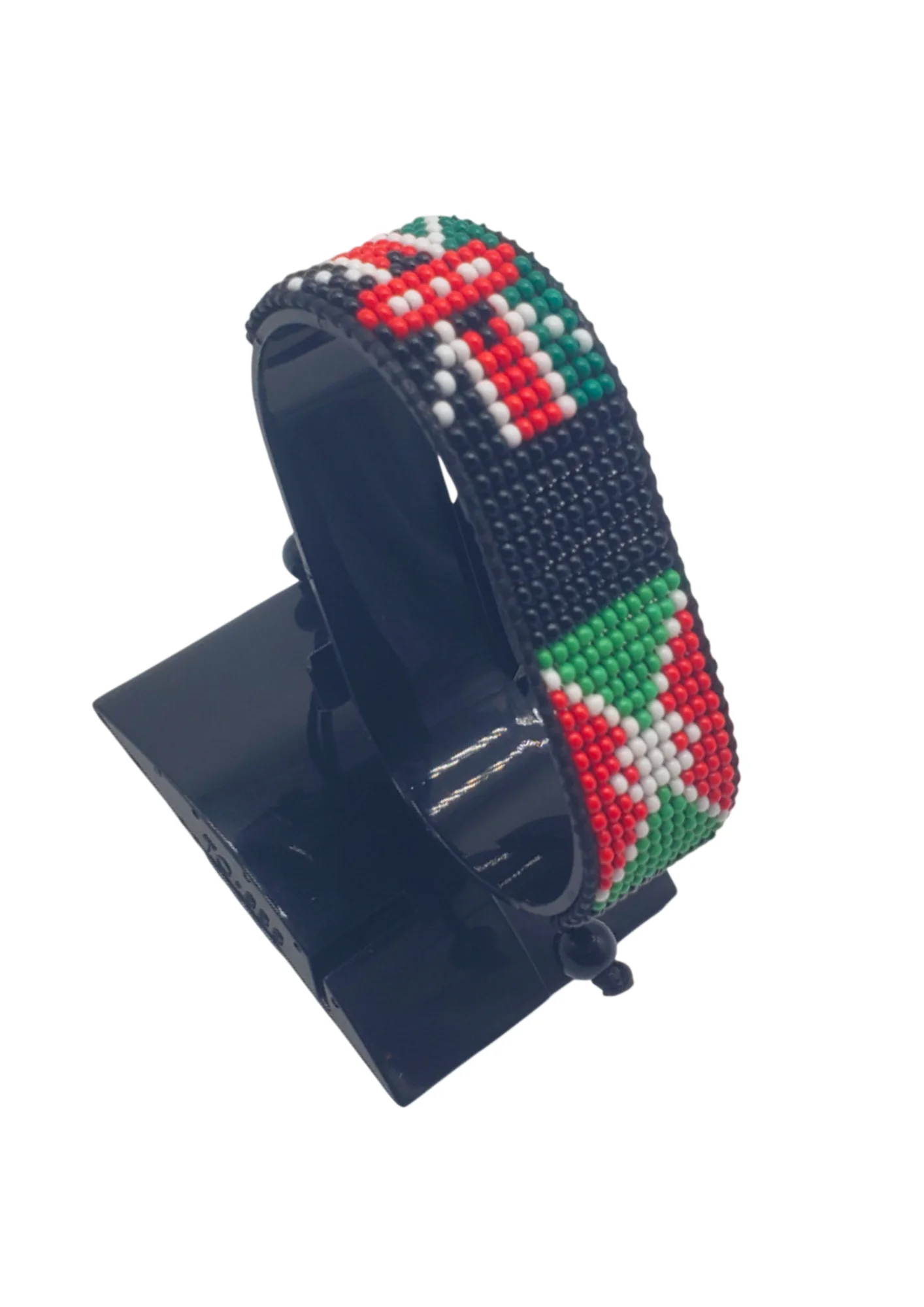 Burundi Kenya Combo Flag Bracelet Adjustable handcrafted with beadwork in the colors of the Burundi and Kenya flags.