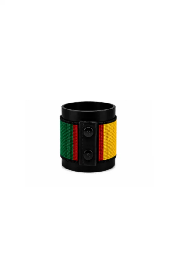 Cameroon Signature Flag Bracelet with Buttons handcrafted with premium beadwork in the colors of the Cameroon flag.