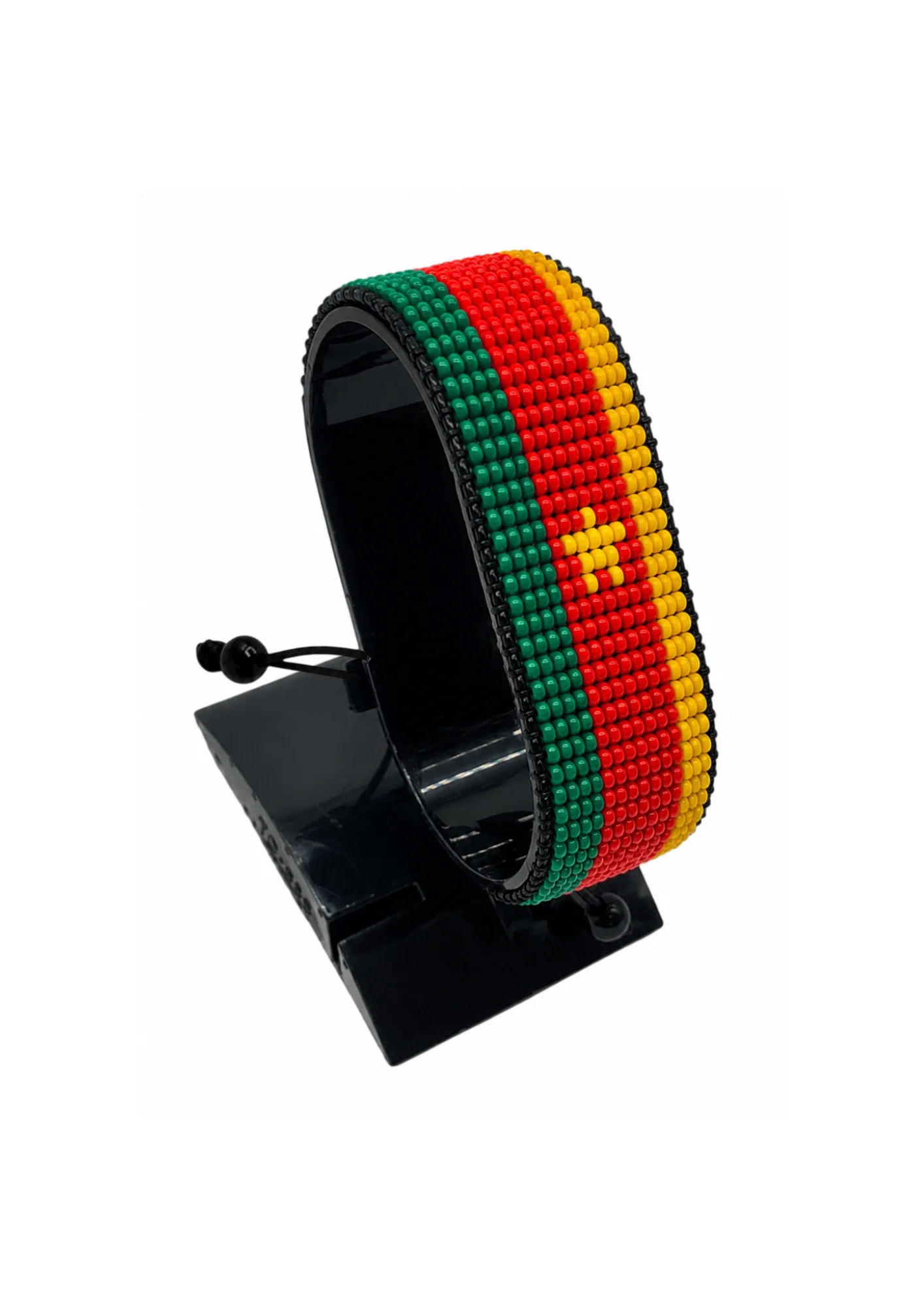 Cameroon Flag Bracelet Adjustable handcrafted with beadwork in the colors of the Cameroon flag.