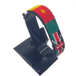 Cameroon Kenya Combo Flag Bracelet Adjustable handcrafted with beadwork in the colors of the Cameroon and Kenya flags.