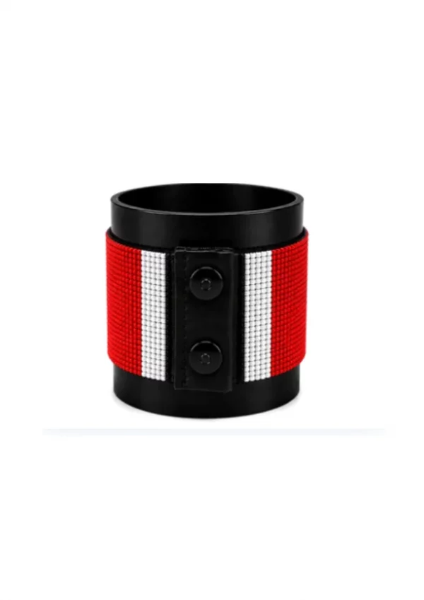 Canada Signature Flag Bracelet Long Neck with Buttons handcrafted with premium beadwork featuring the Canada flag and button closure.