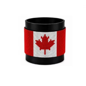 Canada Signature Flag Bracelet Long Neck with Buttons handcrafted with premium beadwork featuring the Canada flag and button closure.