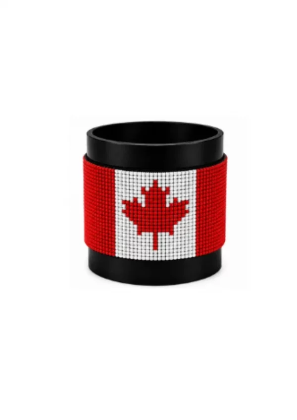 Canada Signature Flag Bracelet Long Neck with Buttons handcrafted with premium beadwork featuring the Canada flag and button closure.