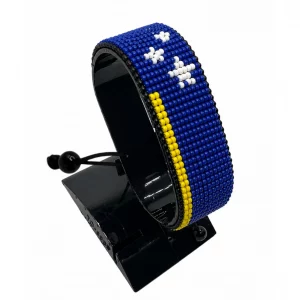 Curacao Flag Bracelet Adjustable handcrafted with beadwork in the colors of the Curaçao flag.