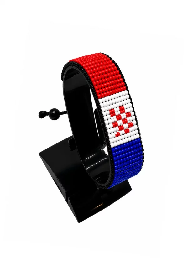 Croatia Flag Bracelet Adjustable handcrafted with beadwork in the colors of the Croatia flag.
