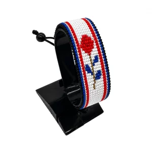 Croatia Flag Bracelet for Women Adjustable handcrafted with rose-inspired beadwork in the colors of the Croatia flag.