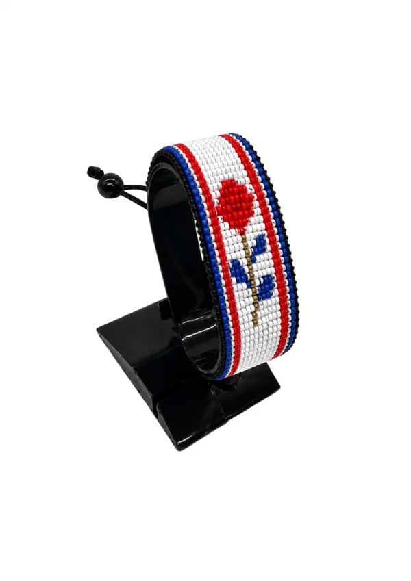 Croatia Flag Bracelet for Women Adjustable handcrafted with rose-inspired beadwork in the colors of the Croatia flag.