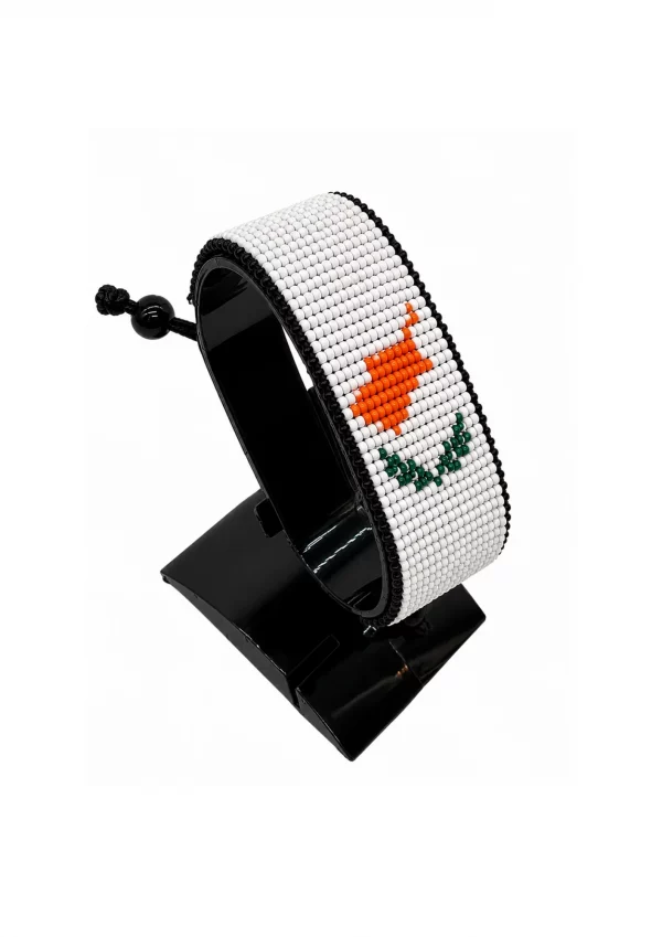 Cyprus Flag Bracelet Adjustable handcrafted with beadwork in the colors of the Cyprus flag.