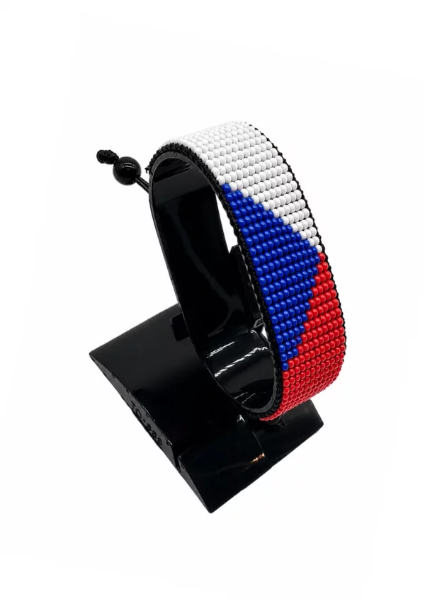 Czech Republic Flag Bracelet Adjustable handcrafted with beadwork in the colors of the Czech Republic flag.