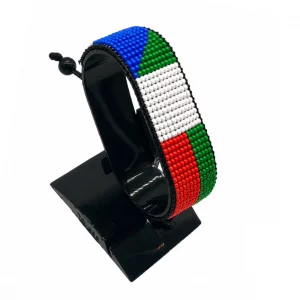 Equatorial Guinea Flag Bracelet Adjustable handcrafted with beadwork in the colors of the Equatorial Guinea flag.
