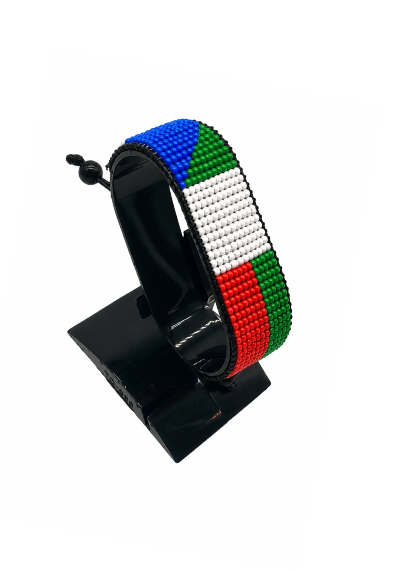 Equatorial Guinea Flag Bracelet Adjustable handcrafted with beadwork in the colors of the Equatorial Guinea flag.