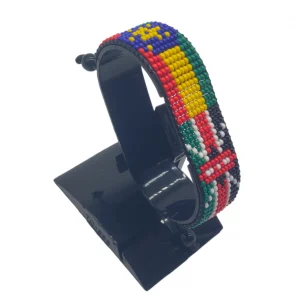 Ethiopia Kenya Combo Flag Bracelet Adjustable handcrafted with beadwork in the colors of the Ethiopia and Kenya flags.