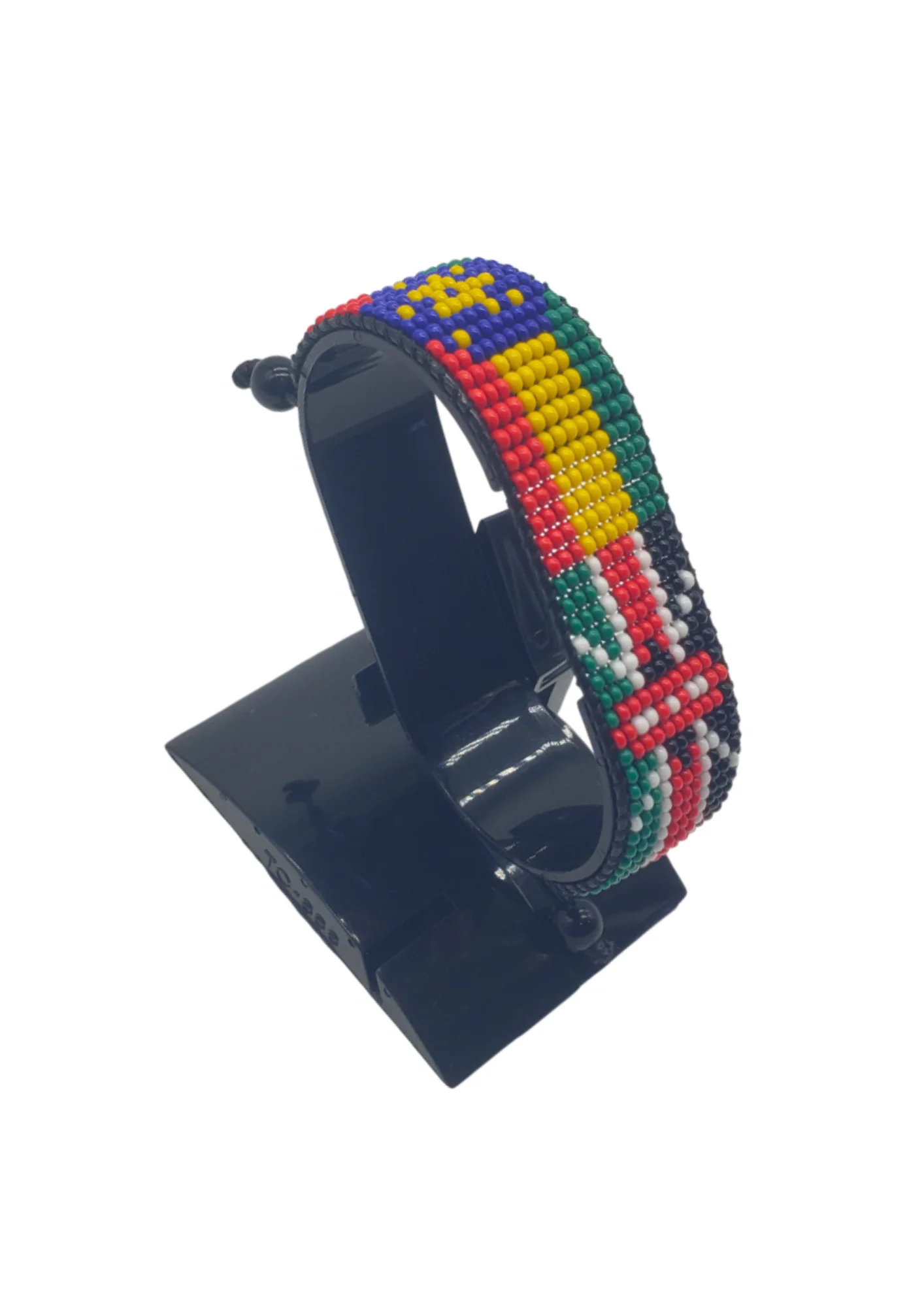 Ethiopia Kenya Combo Flag Bracelet Adjustable handcrafted with beadwork in the colors of the Ethiopia and Kenya flags.