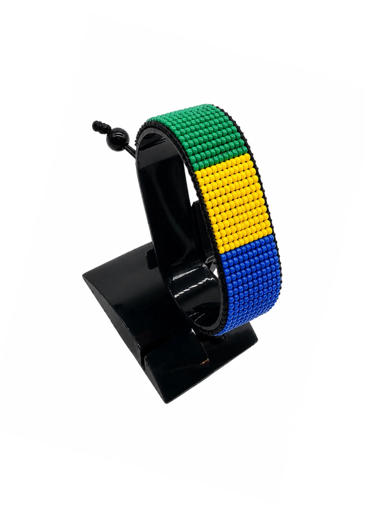 Gabon Flag Bracelet Adjustable handcrafted with beadwork in the colors of the Gabon flag.
