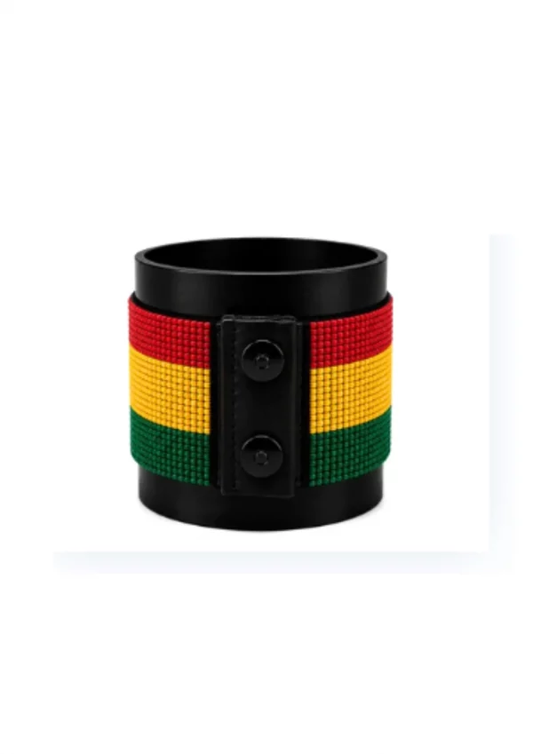 Ghana Signature Flag Bracelet Long Neck with Buttons handcrafted with premium beadwork featuring the Ghana flag and button closure.