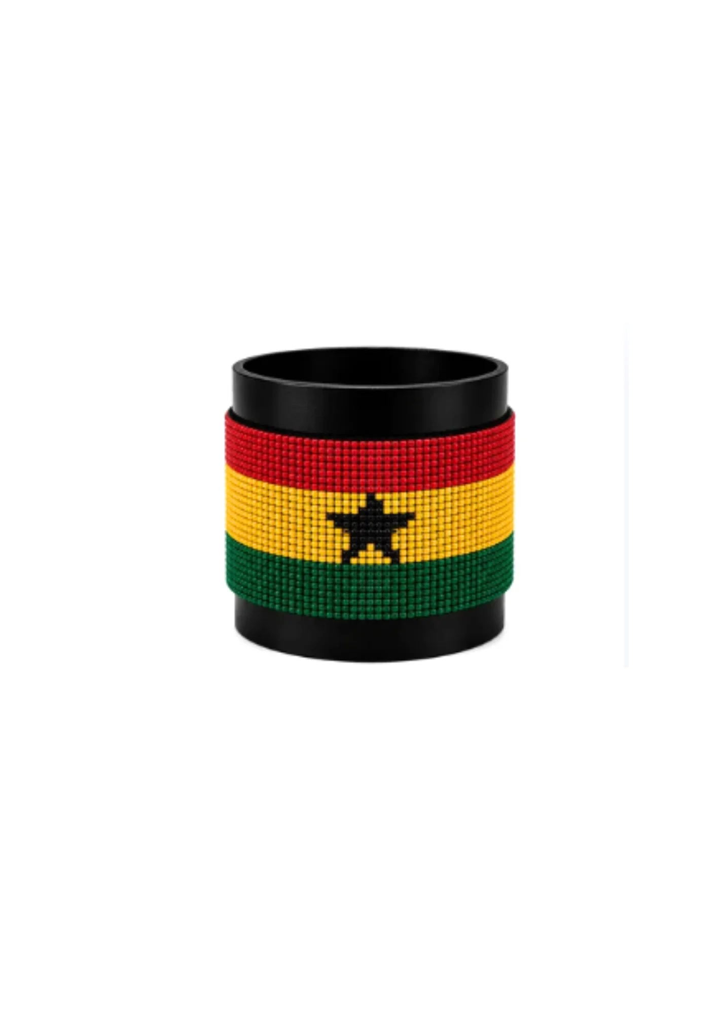 Ghana Signature Flag Bracelet Long Neck with Buttons handcrafted with premium beadwork featuring the Ghana flag and button closure.