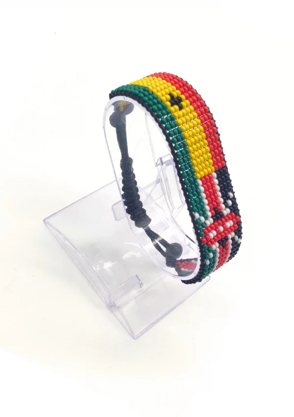 Ghana Kenya Combo Flag Bracelet Adjustable handcrafted with beadwork in the colors of the Ghana and Kenya flags.