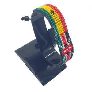 Ghana Kenya Combo Flag Bracelet Adjustable handcrafted with beadwork in the colors of the Ghana and Kenya flags.