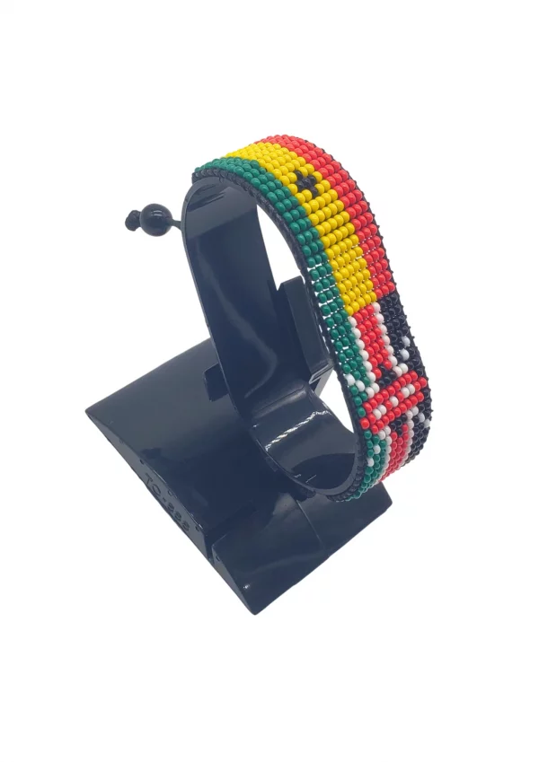 Ghana Kenya Combo Flag Bracelet Adjustable handcrafted with beadwork in the colors of the Ghana and Kenya flags.