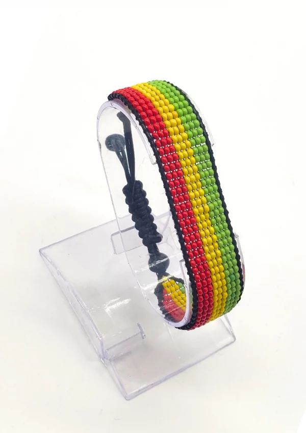 Guinea Flag Bracelet Adjustable handcrafted with beadwork in the colors of the Guinea flag.