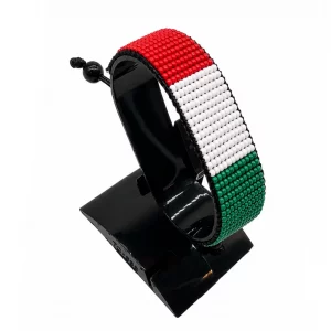 Hungary Flag Bracelet Adjustable handcrafted with beadwork in the colors of the Hungary flag.
