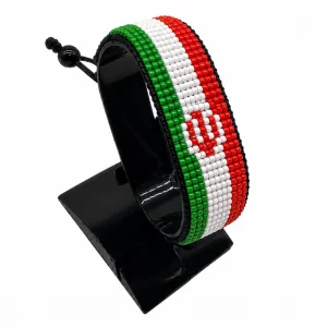Iran Flag Bracelet Adjustable handcrafted with beadwork in the colors of the Iran flag.