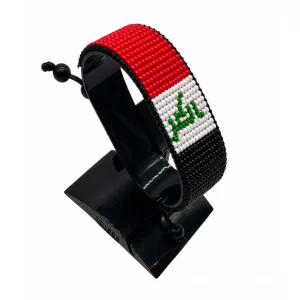 Iraq Flag Bracelet Adjustable handcrafted with beadwork in the colors of the Iraq flag.