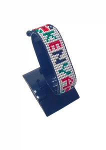 Kenya Flag Bracelet With Name Adjustable handcrafted with beadwork in the colors of the Kenya flag and the name "Kenya".