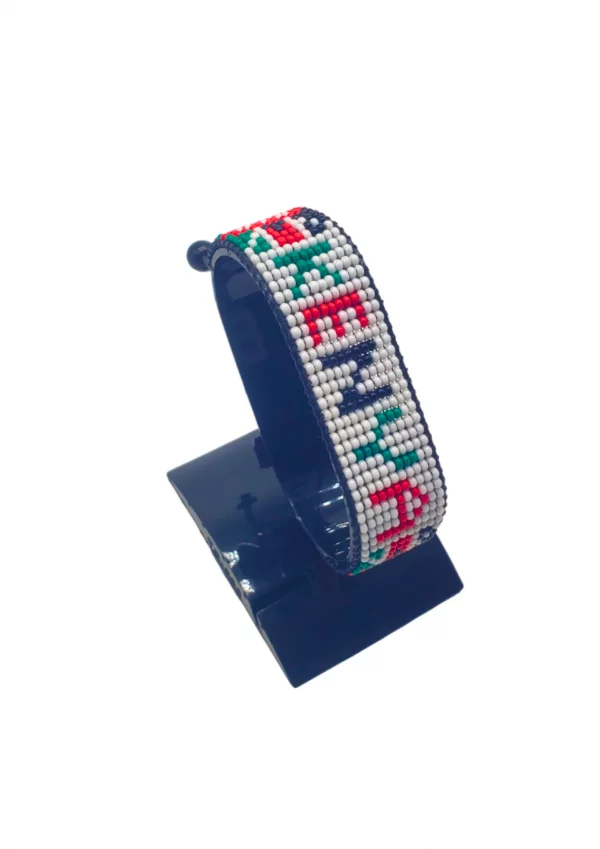 Kenya Flag Bracelet With Name Adjustable handcrafted with beadwork in the colors of the Kenya flag and the name "Kenya".