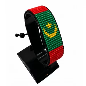 Mauritania Flag Bracelet Adjustable handcrafted with beadwork in the colors of the Mauritania flag.