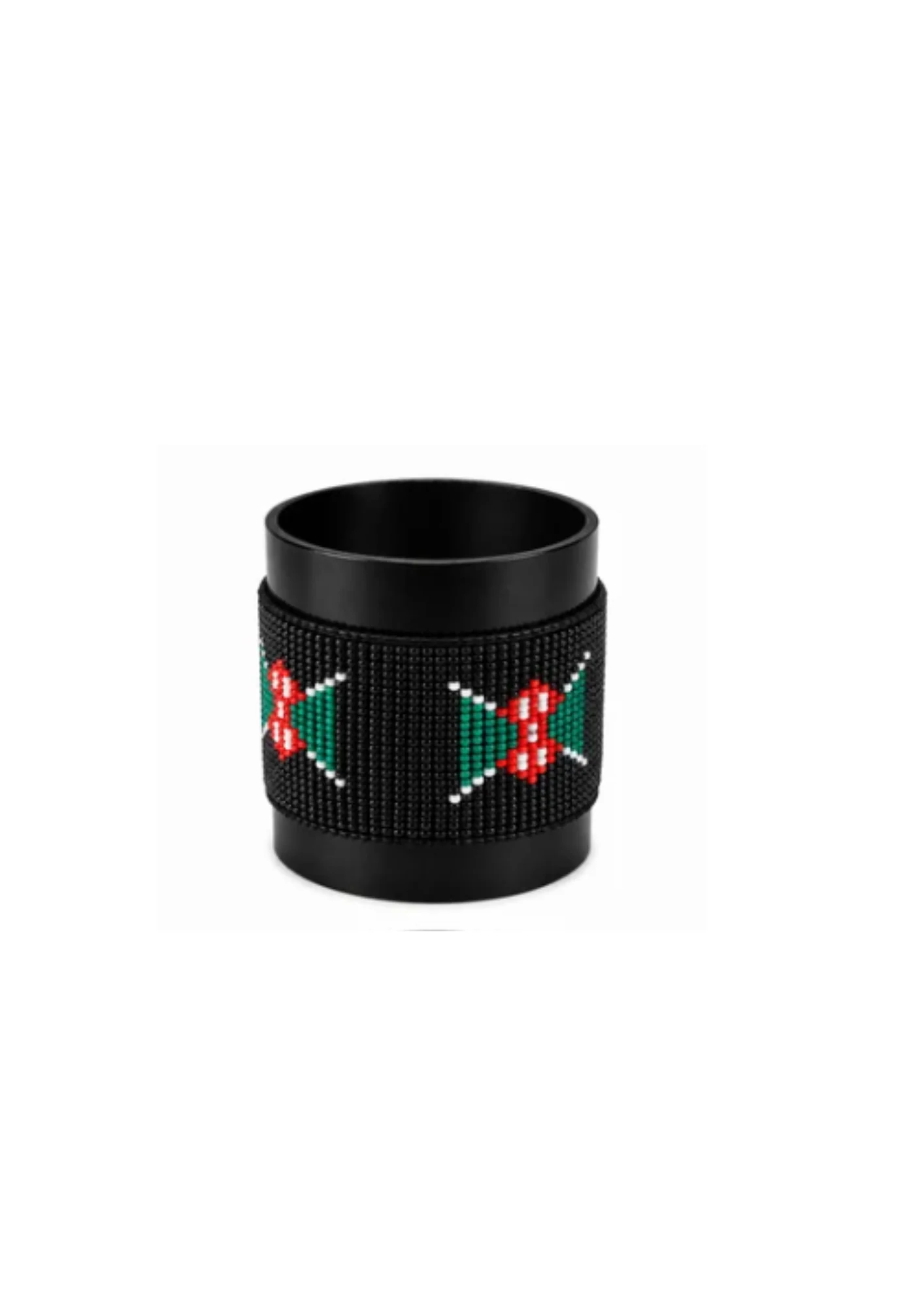 Kenya Signature Flag Bracelet Black Version Long Neck with Buttons handcrafted with premium black-dominant beadwork inspired by the Kenya flag.
