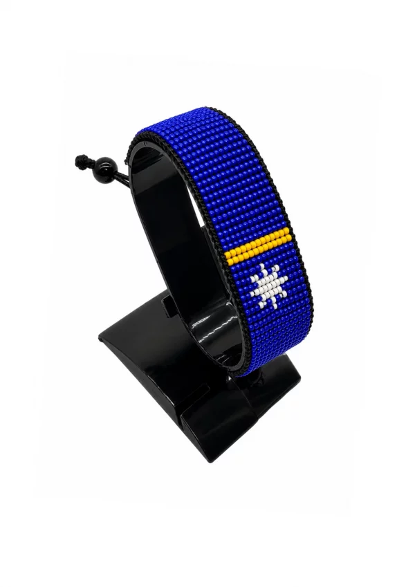 Nauru Flag Bracelet Adjustable handcrafted with beadwork in the colors of the Nauru flag.