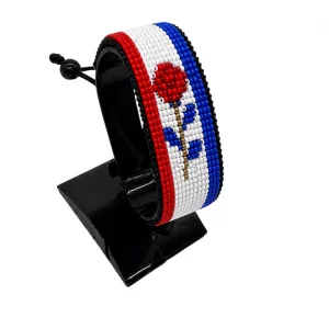 Netherlands Flag Bracelet for Women Adjustable handcrafted with rose-inspired beadwork in the colors of the Netherlands flag.