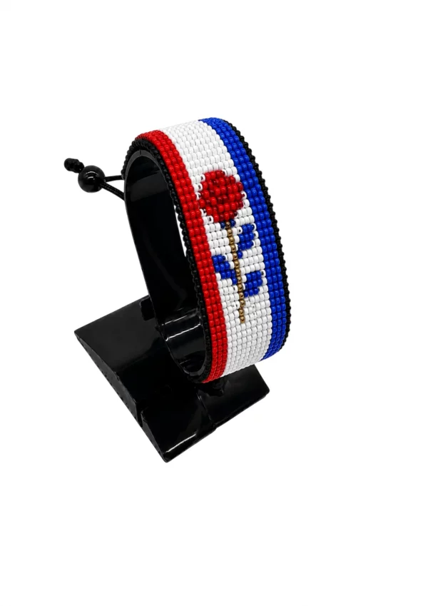 Netherlands Flag Bracelet for Women Adjustable handcrafted with rose-inspired beadwork in the colors of the Netherlands flag.