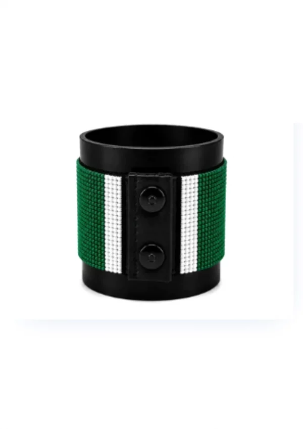 Nigeria Signature Flag Bracelet Long Neck with Buttons handcrafted with premium beadwork featuring the Nigeria flag and button closure.