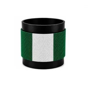 Nigeria Signature Flag Bracelet Long Neck with Buttons handcrafted with premium beadwork featuring the Nigeria flag and button closure.