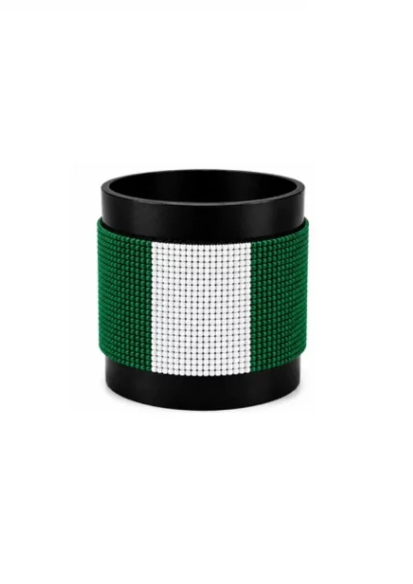 Nigeria Signature Flag Bracelet Long Neck with Buttons handcrafted with premium beadwork featuring the Nigeria flag and button closure.