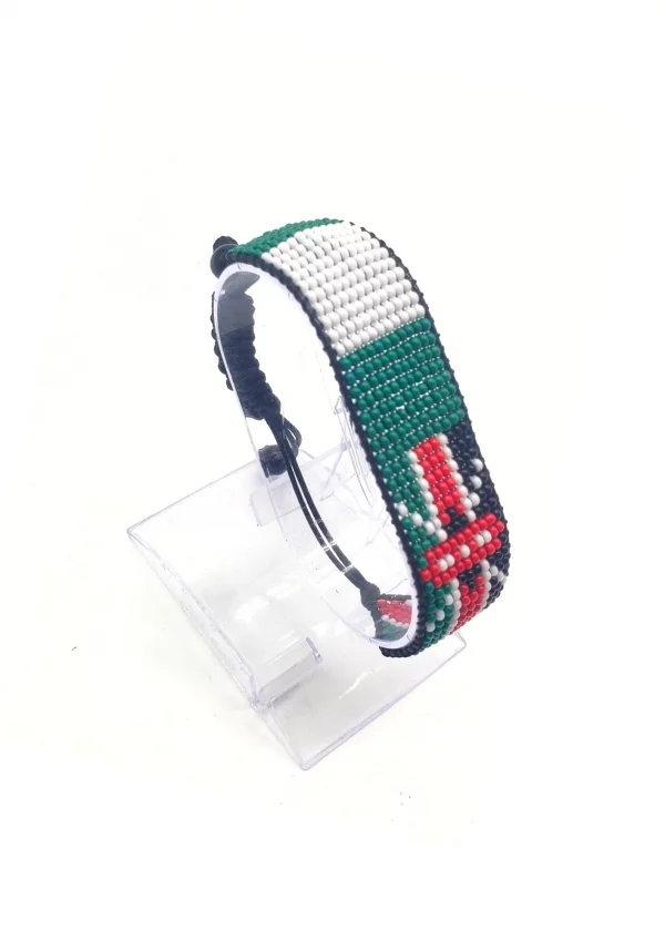 Nigeria Kenya Combo Flag Bracelet Adjustable handcrafted with beadwork in the colors of the Nigeria and Kenya flags.