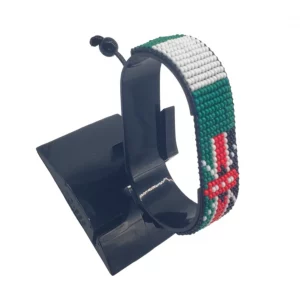 Nigeria Kenya Combo Flag Bracelet Adjustable handcrafted with beadwork in the colors of the Nigeria and Kenya flags.