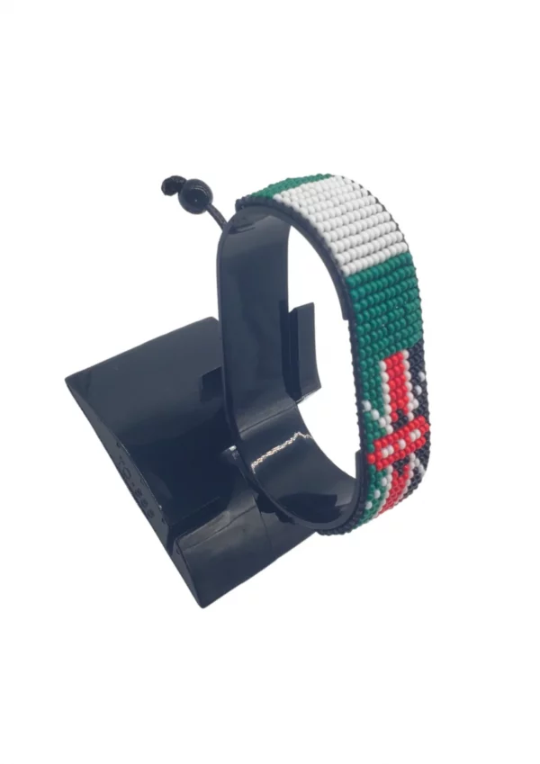 Nigeria Kenya Combo Flag Bracelet Adjustable handcrafted with beadwork in the colors of the Nigeria and Kenya flags.